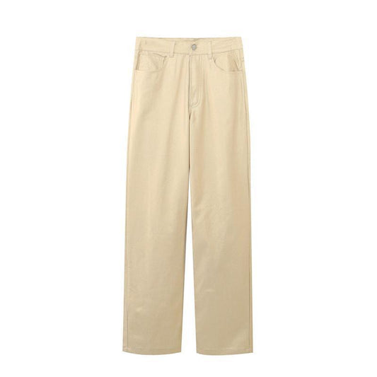 Summer New European And American Personal Casual Style Golden Bright Straight Casual Draping Pants