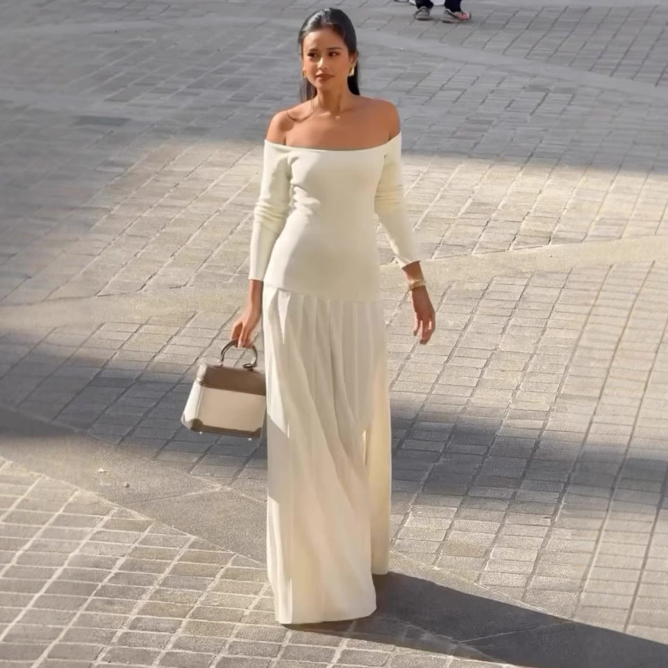 Seamless Off-shoulder European And American-style Dress For Women