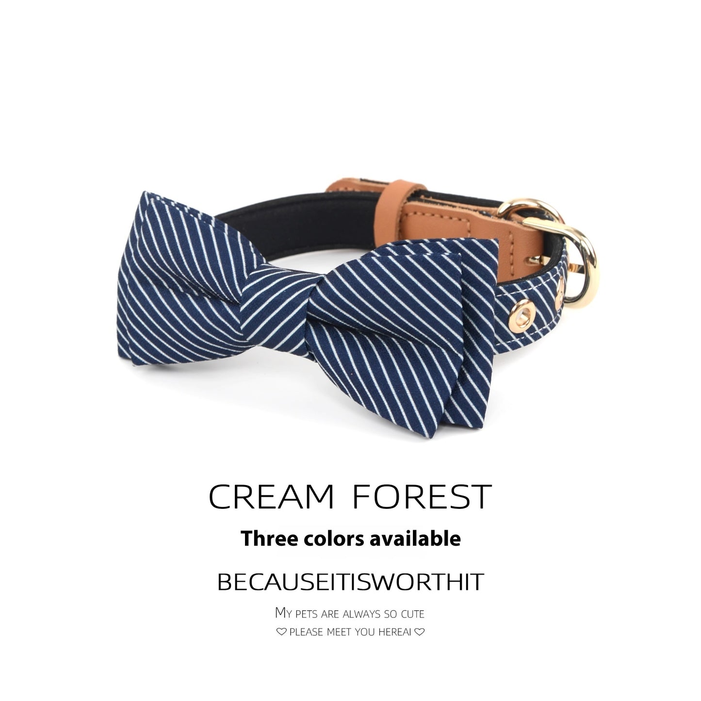 Simple Cotton Detachable Bow Dog Collar