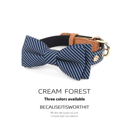Simple Cotton Detachable Bow Dog Collar