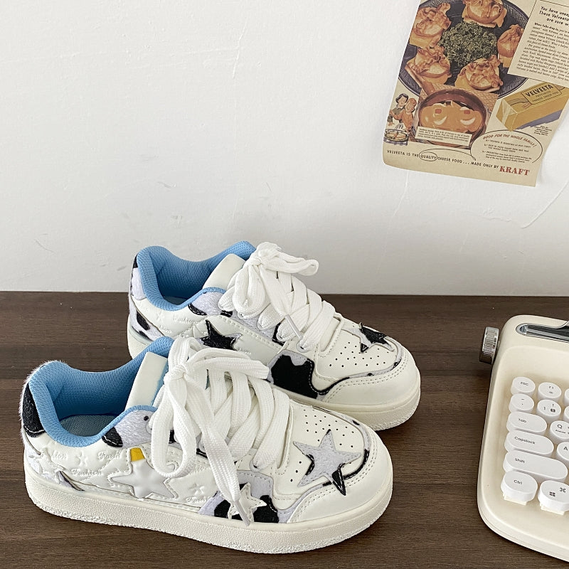 Cow Star Shoes Couple Casual Platform Sports Board Shoes