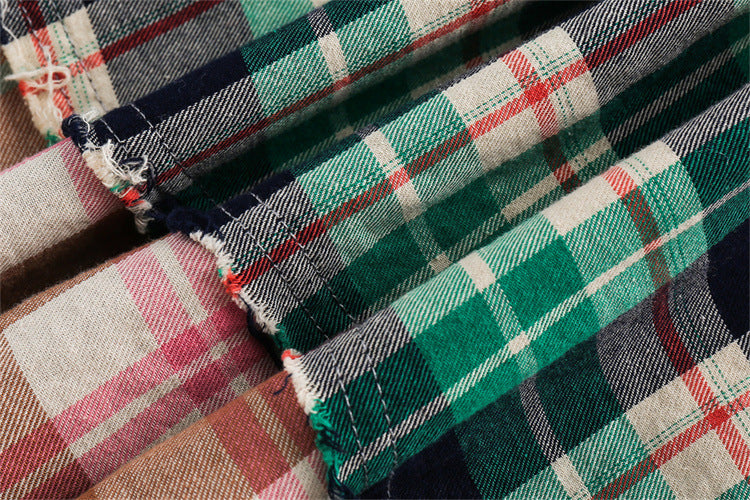 Loose Long Sleeve Shirt Men's Stitching Plaid