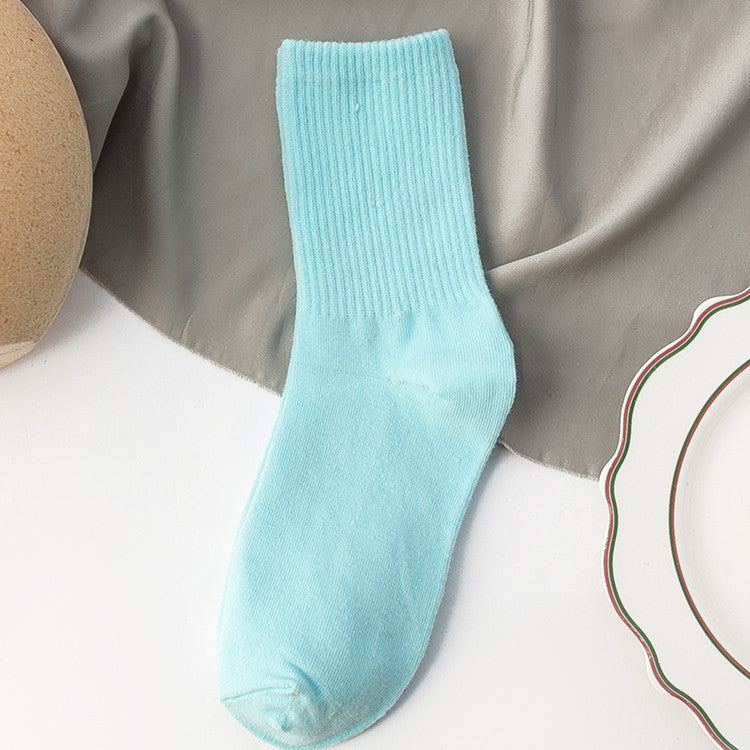 Candy-colored Mid-calf High Rubber Band Student Sports Socks