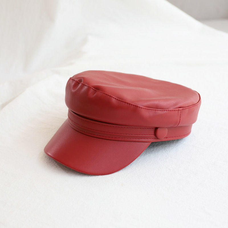 Retro Casual All-match Leather British Octagonal Hat