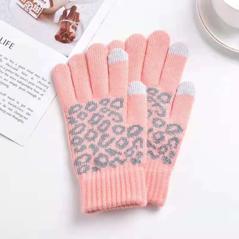Winter Touch Screen Gloves Knitted Jacquard Men's And Women's Fingers