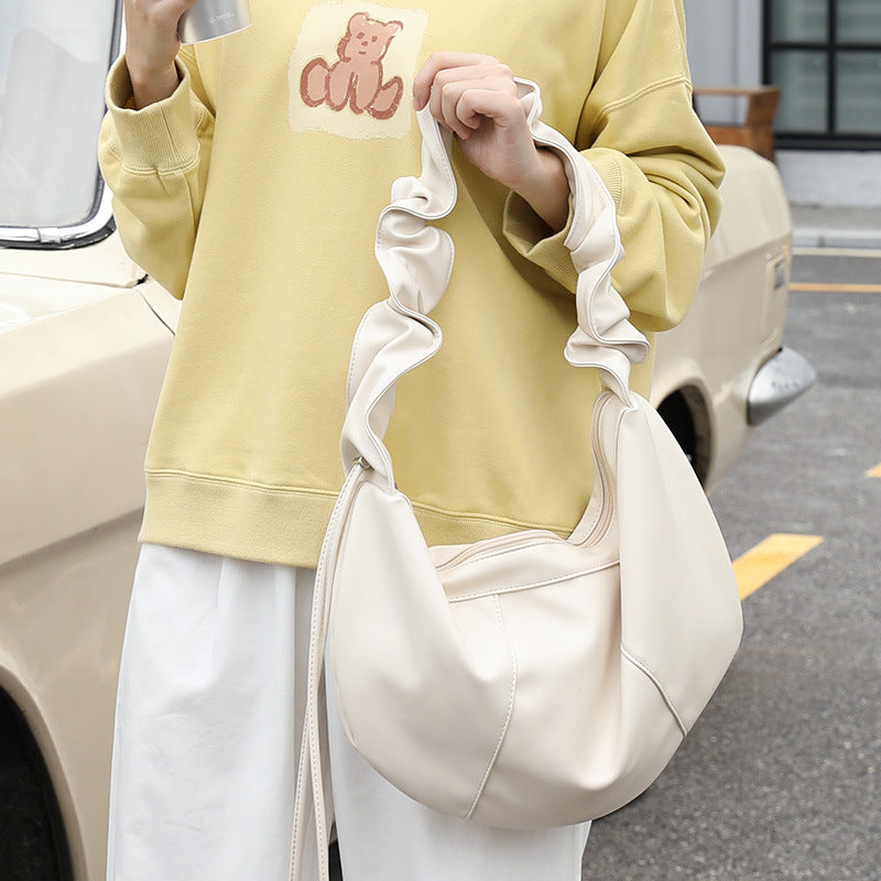 Women's Retro Fashion Solid Color Dumpling Shoulder Bag