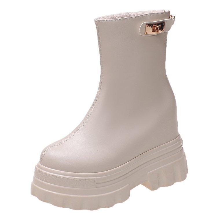 Internally Increased 4CM Short Boots Wedge Heel Flat Bottom Shows High