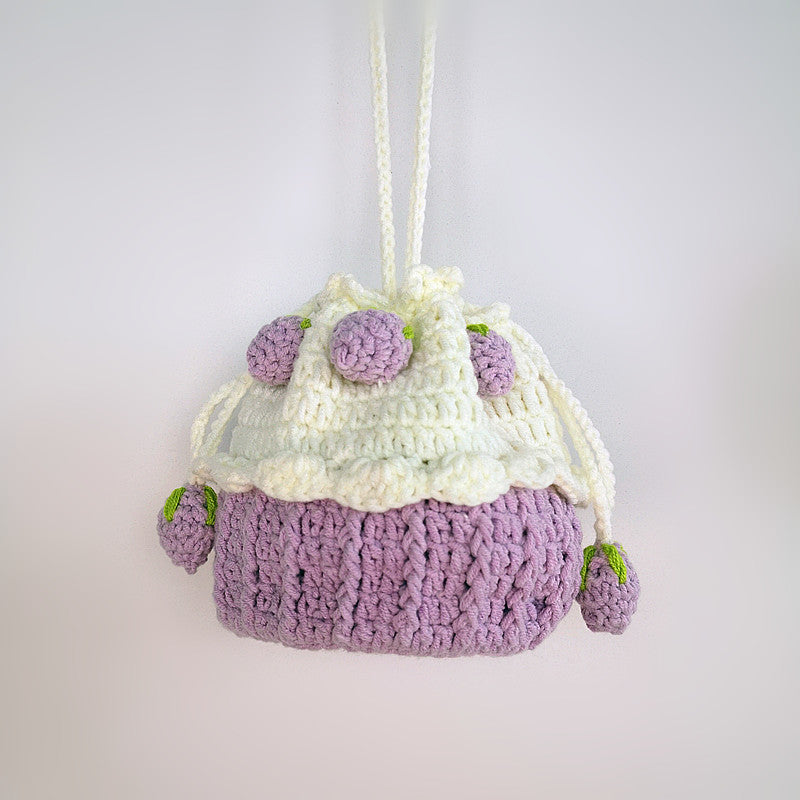 Strawberry Cake Woven Bucket Bag