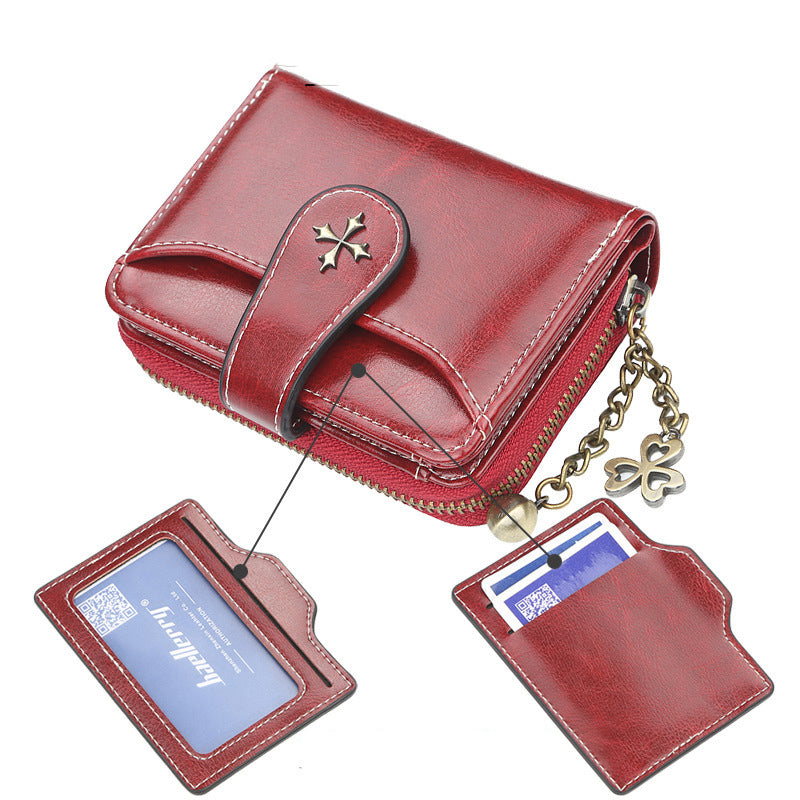 Ladies wallet tassel zipper buckle