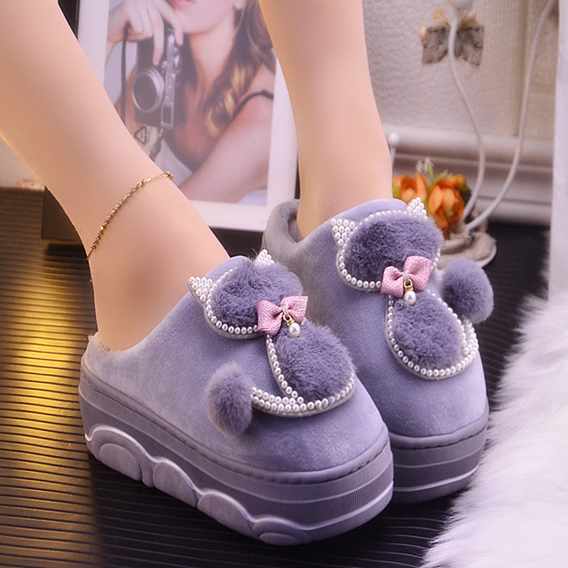 Women's thick-soled fur shoes
