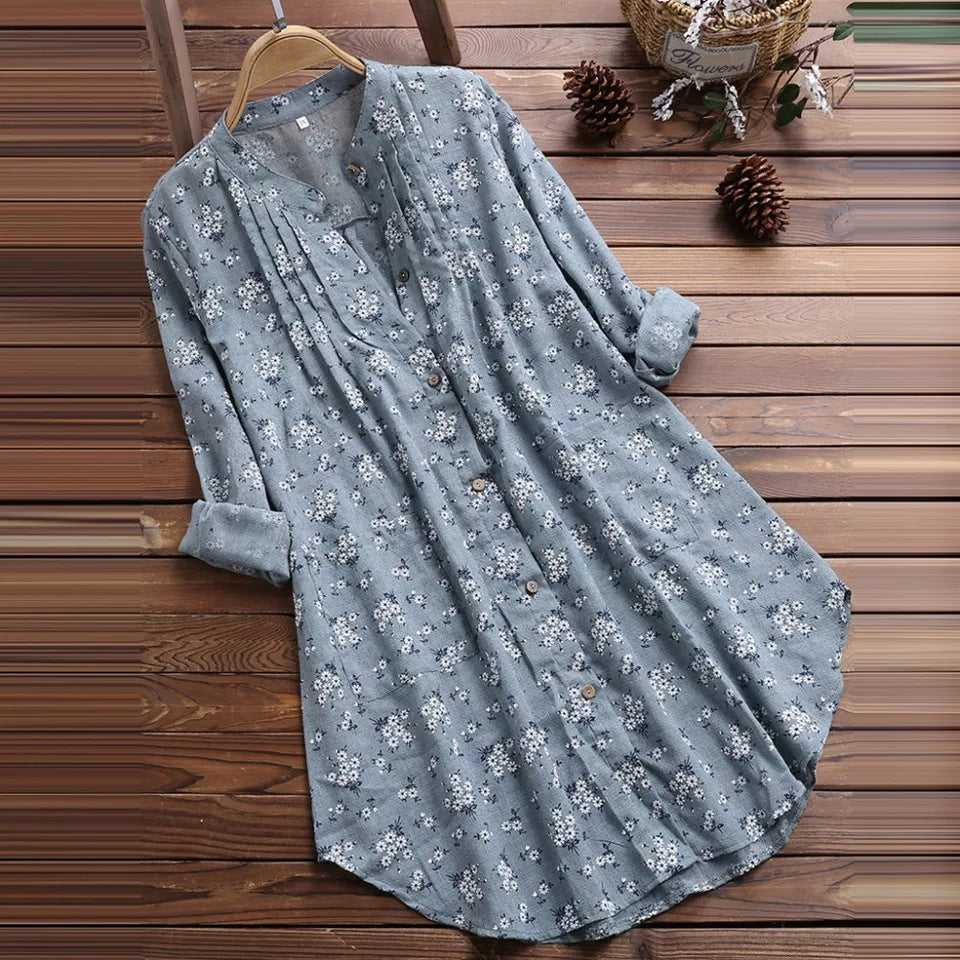 Stand Collar Loose Casual Women's Shirt