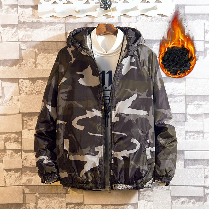 Hooded Jacket Men's Casual Jacket Plus Cotton Padded Coat