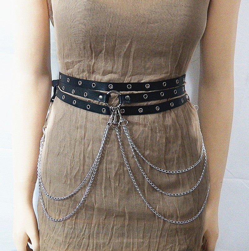Punk style concave waist chain
