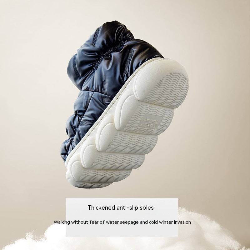 High-top Down Cloth Waterproof Cotton Slippers