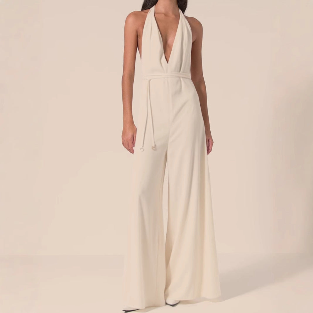 Womens Stylish And Elegant V-Neck Halter Jumpsuit With A Chic Fashionable V-Neck