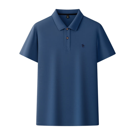 Short Sleeve Lapel Collar Mercerized Double Knit Pique Cotton Mens Top