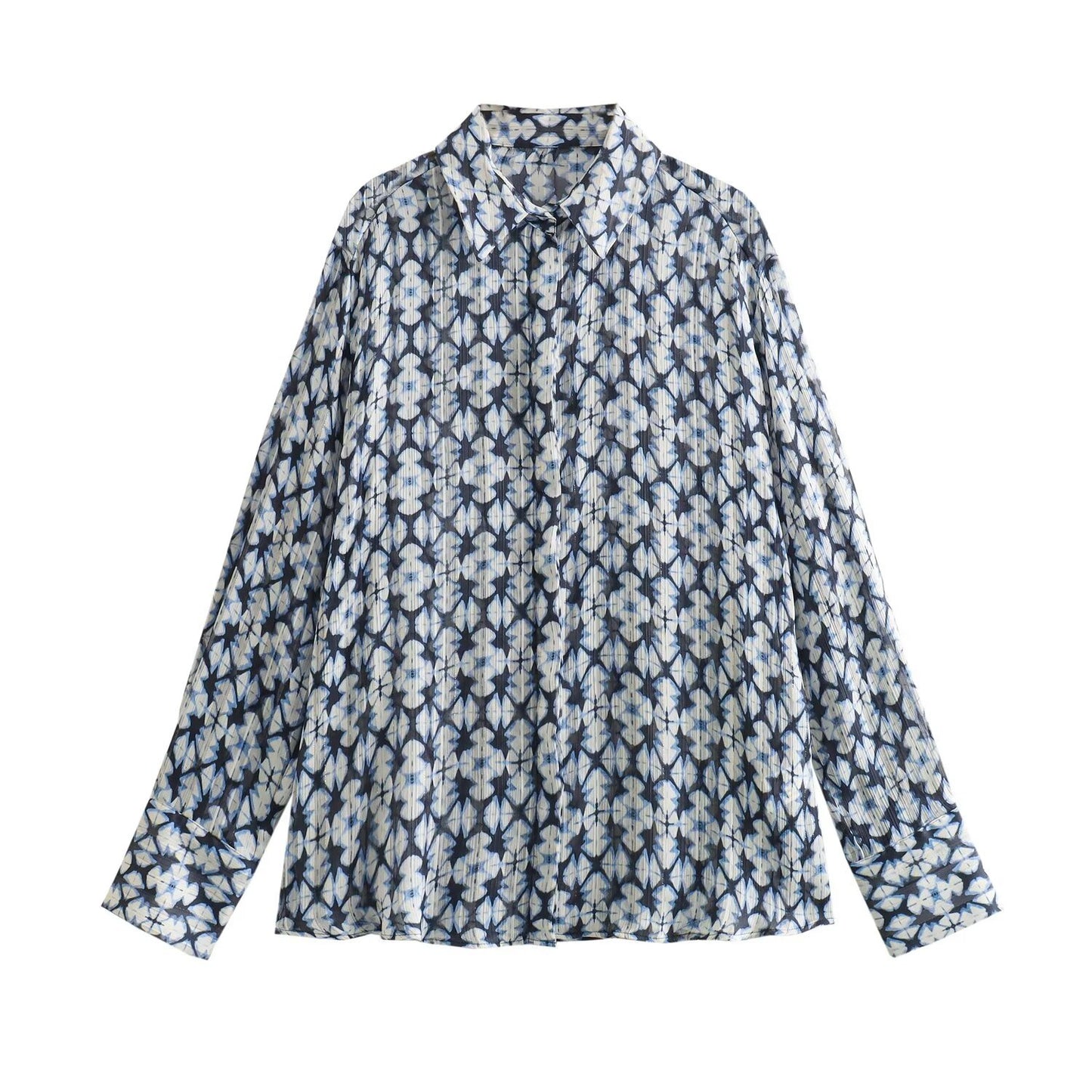 Fashion Metal Wire Printed Long Sleeve Shirt