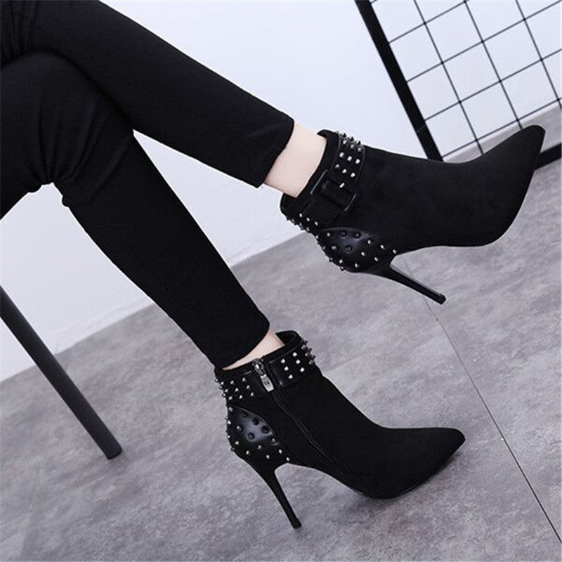 rivet pointed high heels