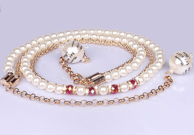 Pearl Waist Chain Fashion All-match Thin Belt With Rhinestone Decoration