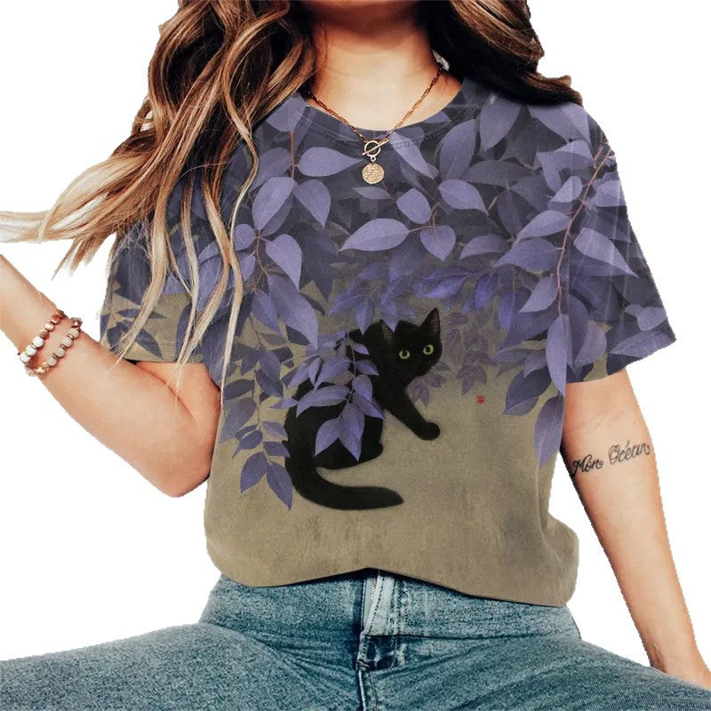 European And American-style Minimalist Animal Short-sleeve T-shirt