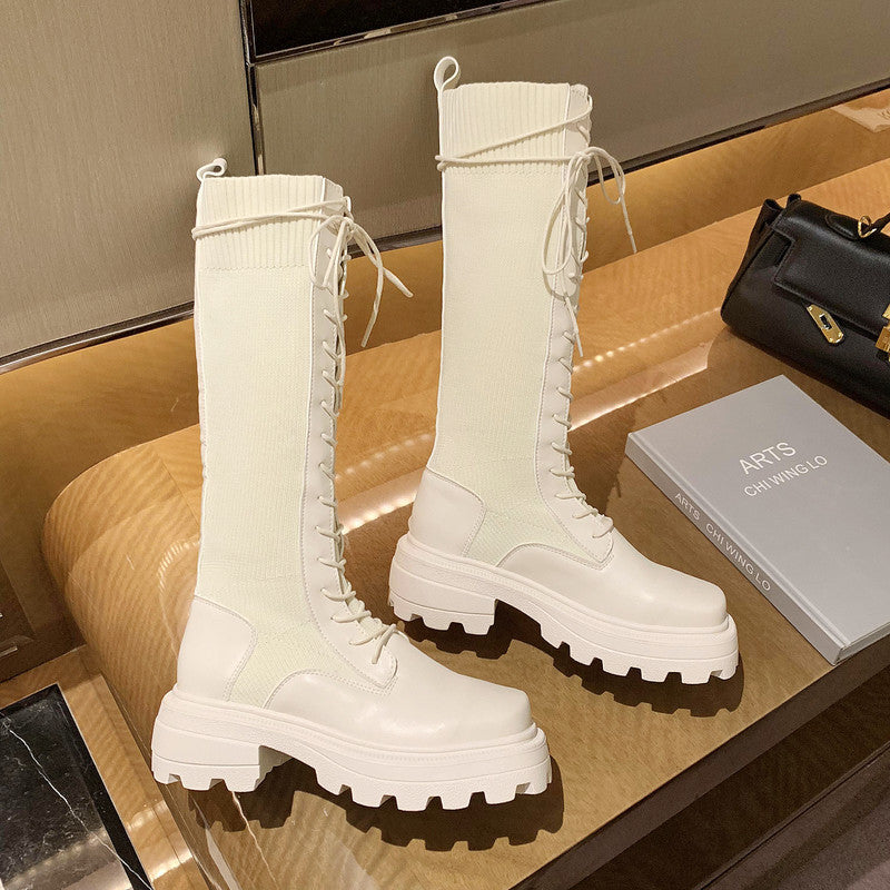Thin, Breathable, Thick Soled Shoes, Long Knights Boots