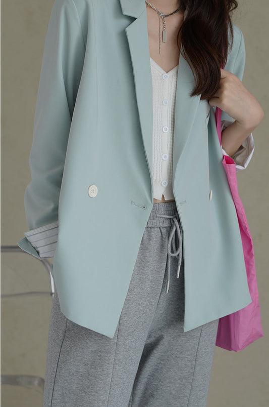 Exquisite Craftsmanship Contrast Cuff Thin Blazer