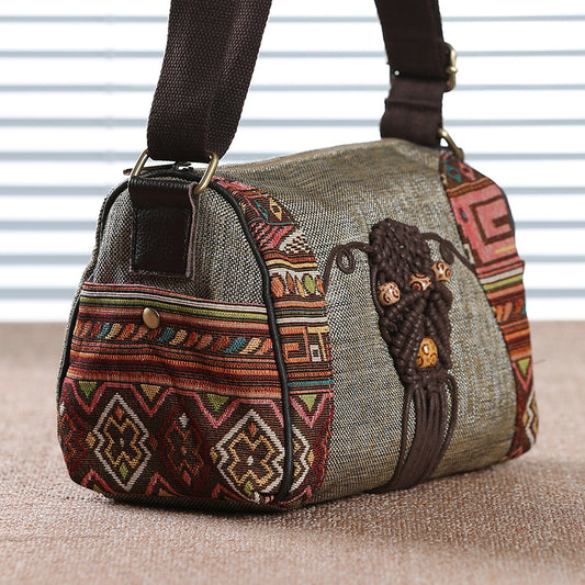 Vintage Canvas Crossbody Bag In Chinese Style