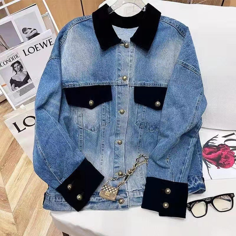 Color-block Denim Jacket Women's Top Design Sense