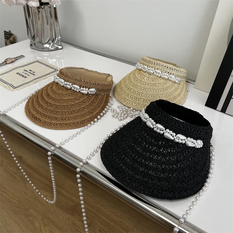 Handmade Pearl Chain Topless Hat Crossbody Outdoor