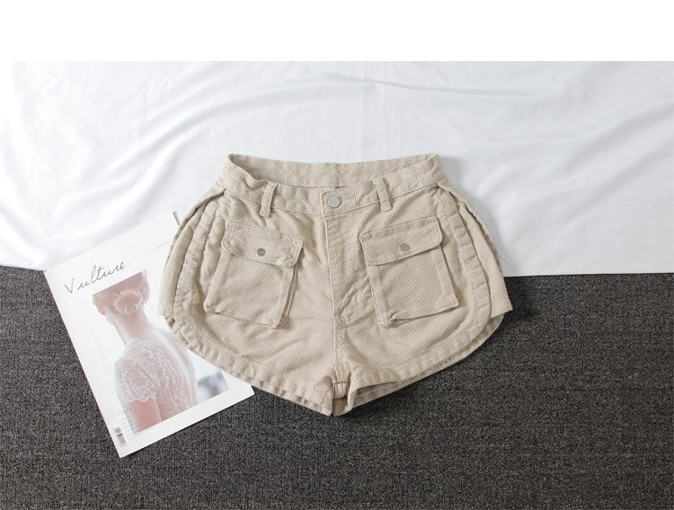 Washed white small pocket denim shorts