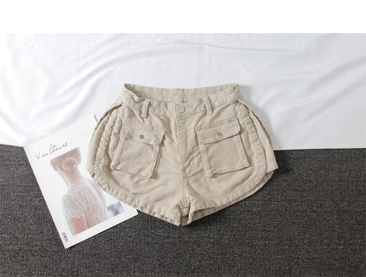 Washed white small pocket denim shorts