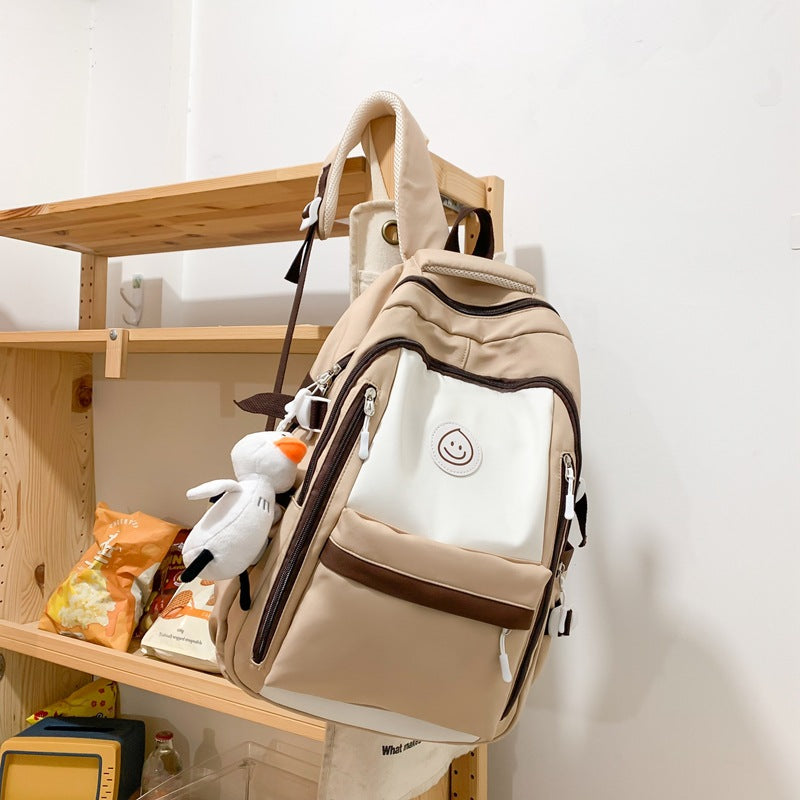 Fashion Color Matching Backpack Ins Simple Korean Version Schoolbags Junior High School College Students Bags