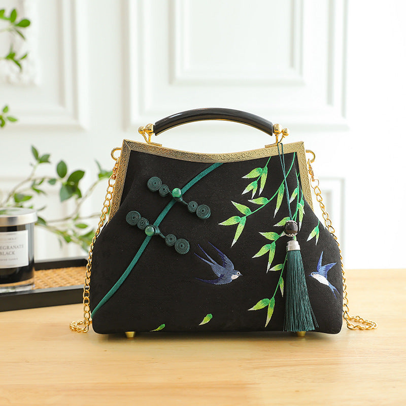 Lucky Bamboo Broderi Håndtasker til Kvinder