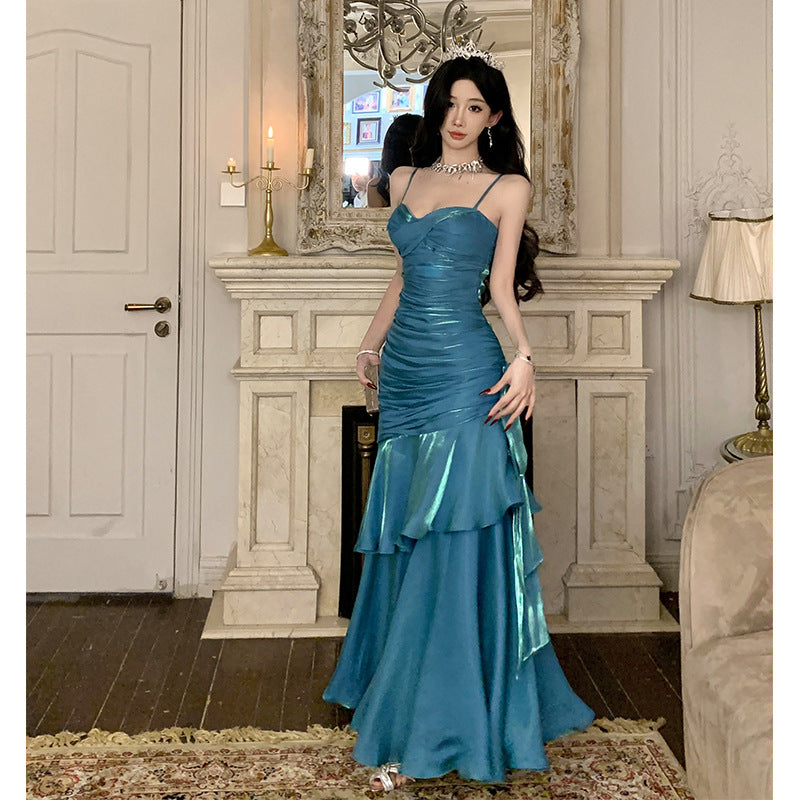 Womens Spaghetti-strap Mermaid Dress
