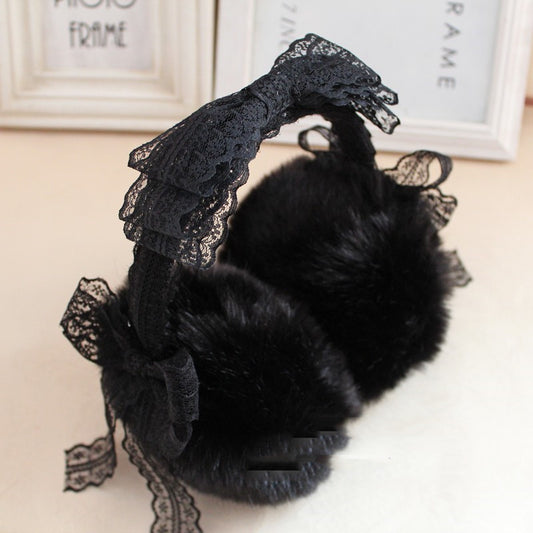Oversized Bow-knot Ear Bag Female Cute Trendy Plush Ear Protection