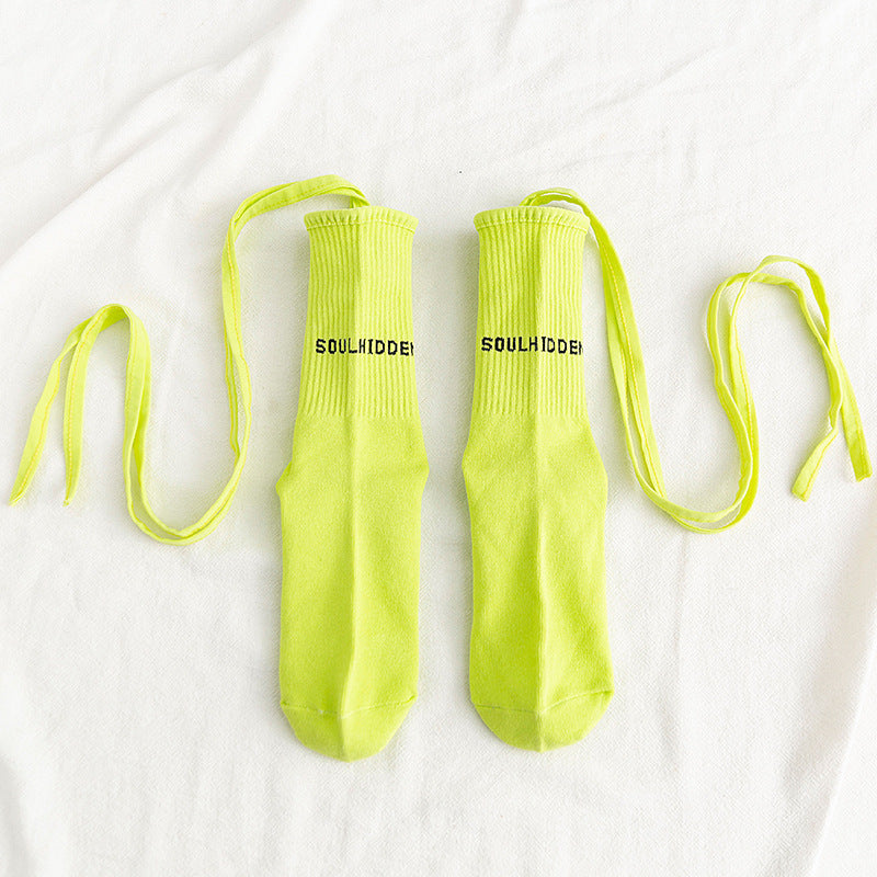 Autumn And Winter Cross Strap Socks Female Ins Eye-catching Fashion