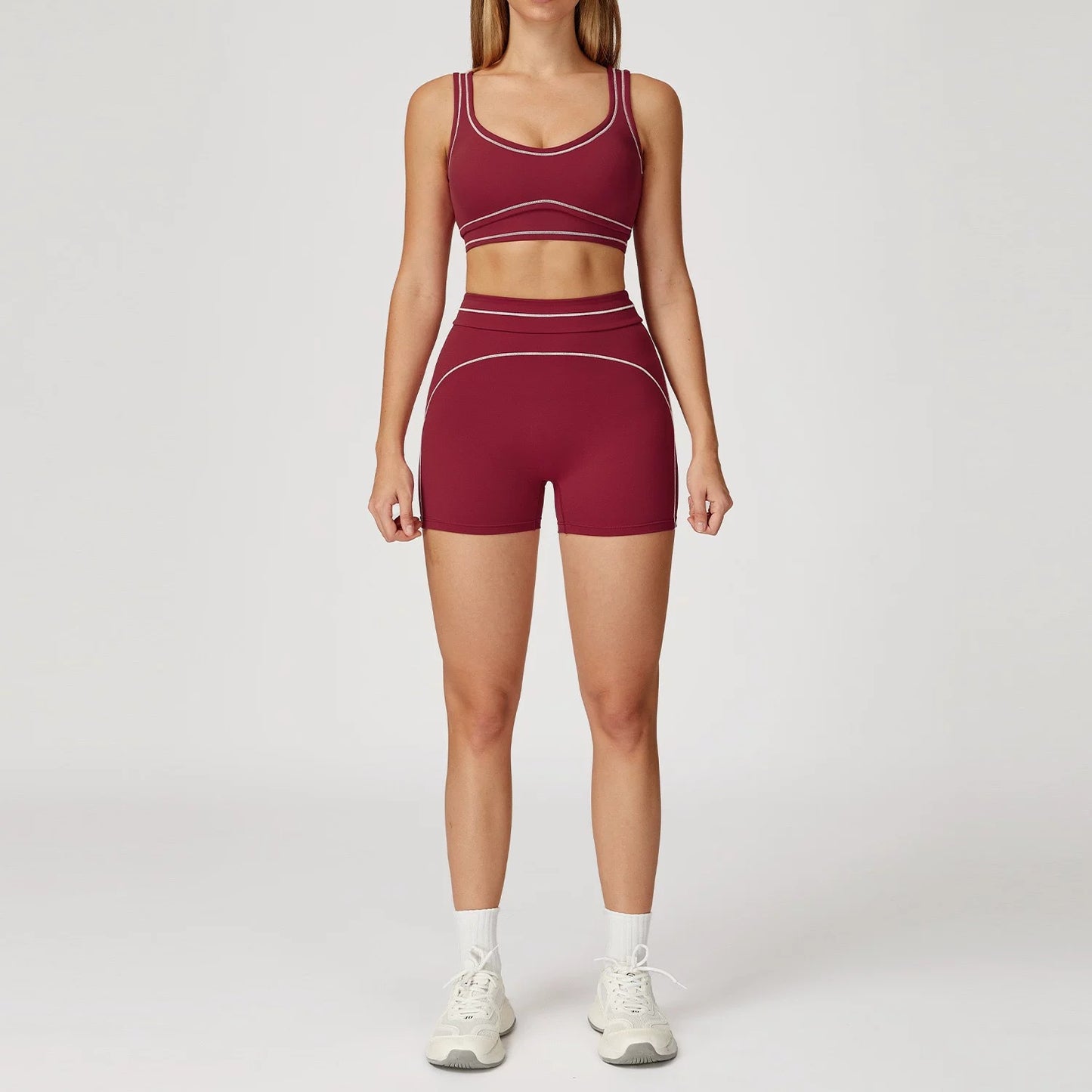 High-Intensity Shake-Resistant Color-Block Fleece Yoga Set For Athletic Use