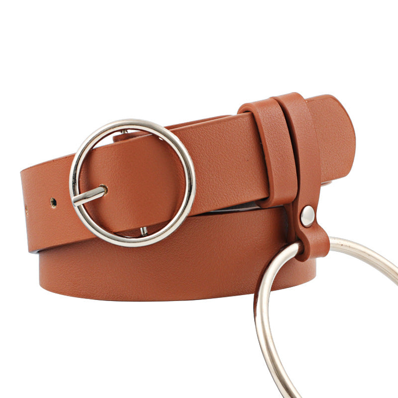 decorative lady belt round buckle belt