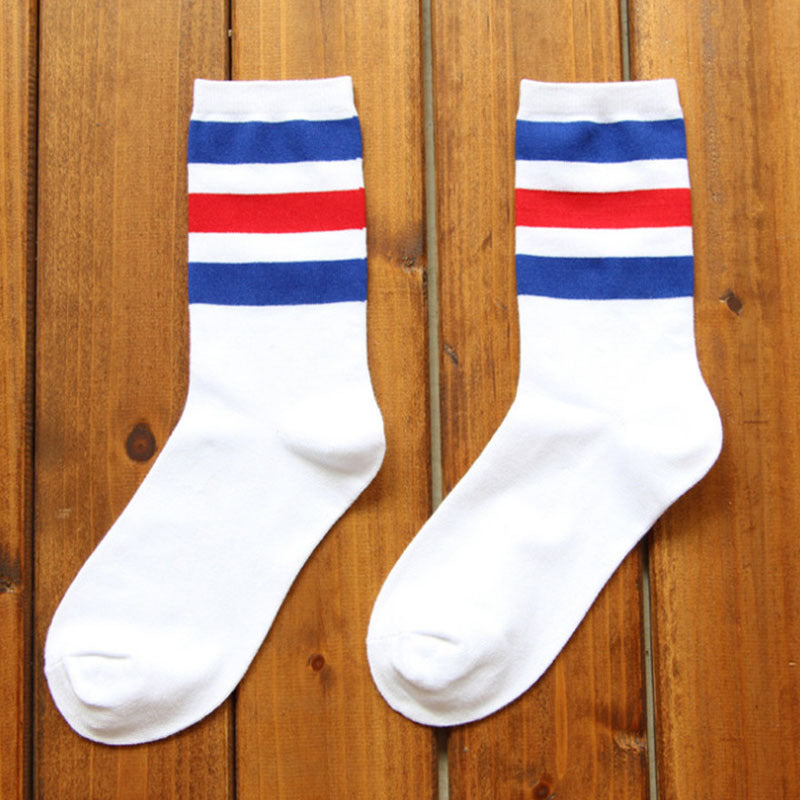 Cotton three bar striped socks