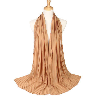 Chiffon crumpled solid color scarf