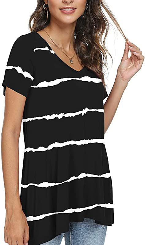 Women's Summer Casual V-Neck Loose Short Sleeve Top T-Shirt