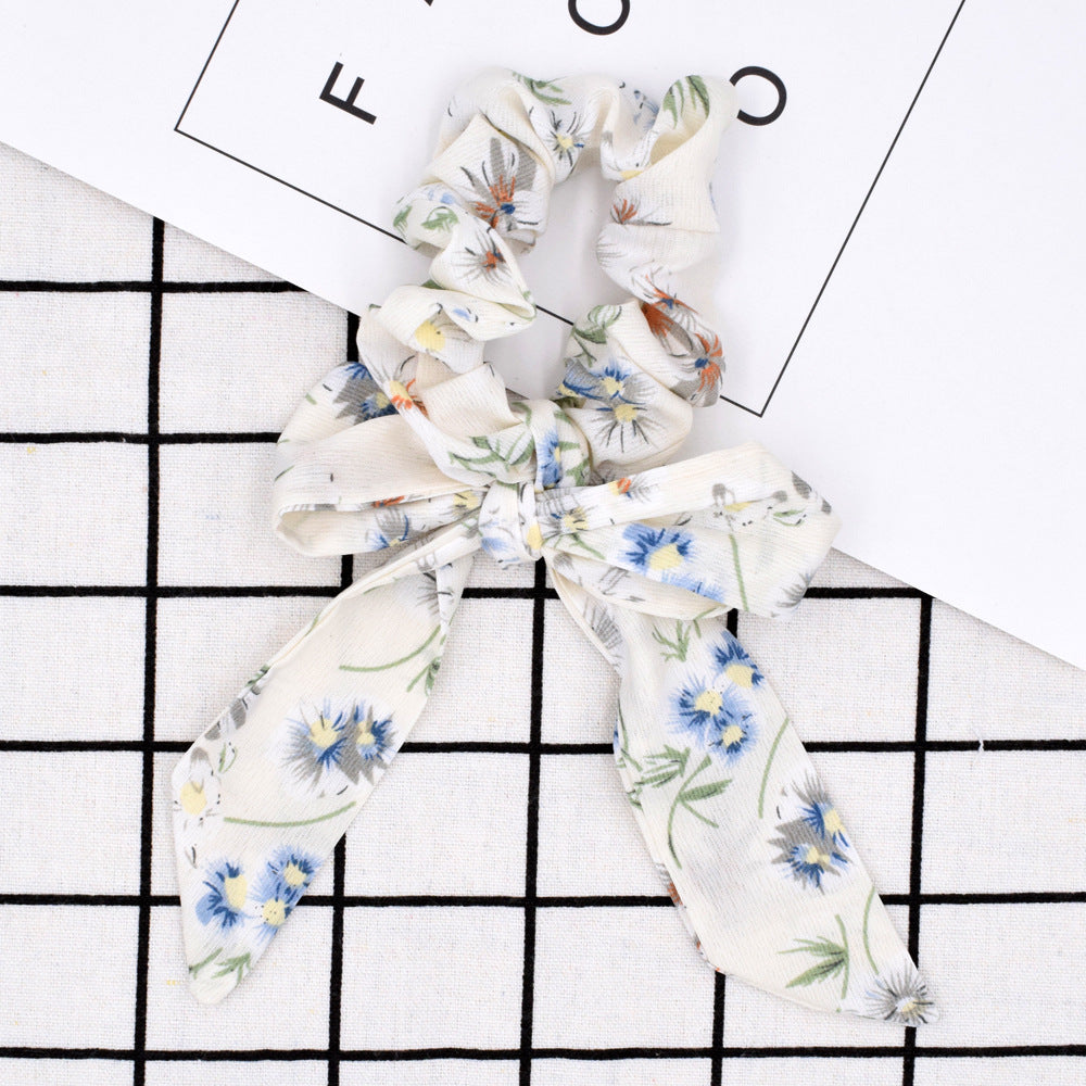 Small floral ponytail long streamer hair band
