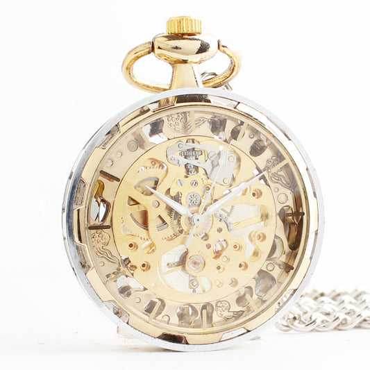 Golden mechanical pocket watch