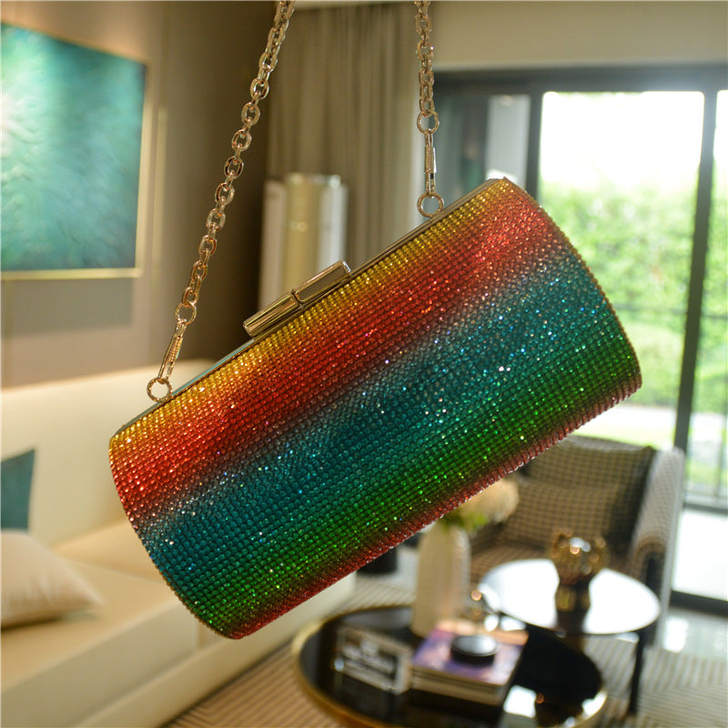 Regnbue Rhinestone Pung Aften Taske