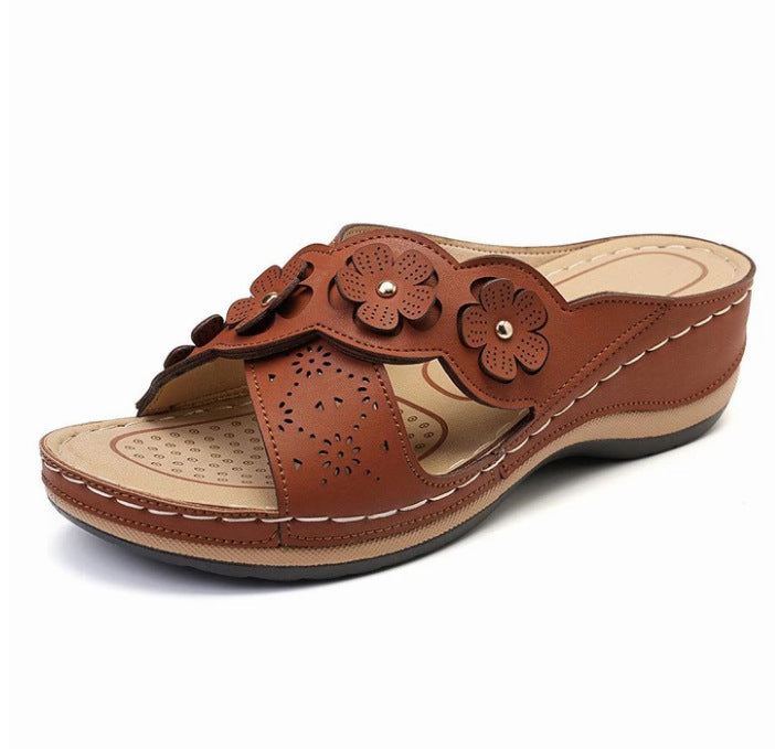 Cross retro flower super comfortable flat round toe shoes
