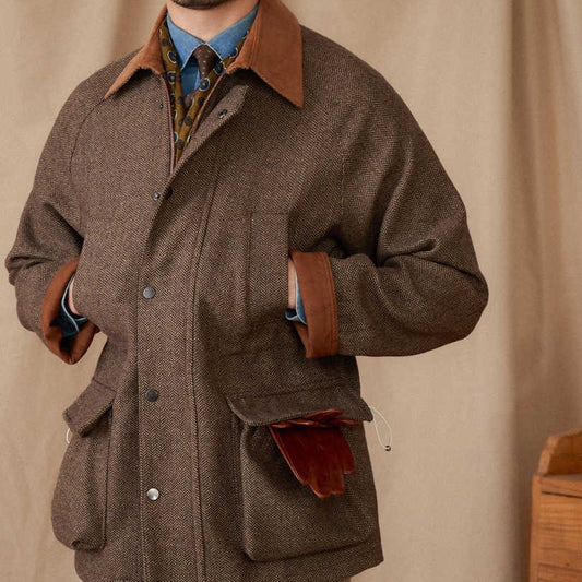 Wool Safari Jacket All-matching Stitching Collar Warm Retro Coat