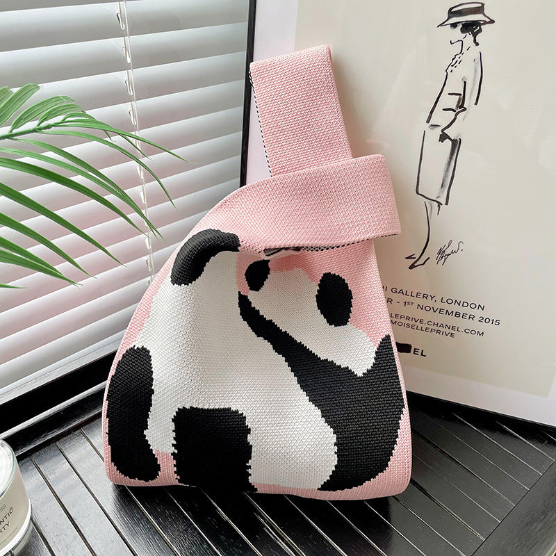 Vesttaske Strikket Sød Panda Skuldertaske