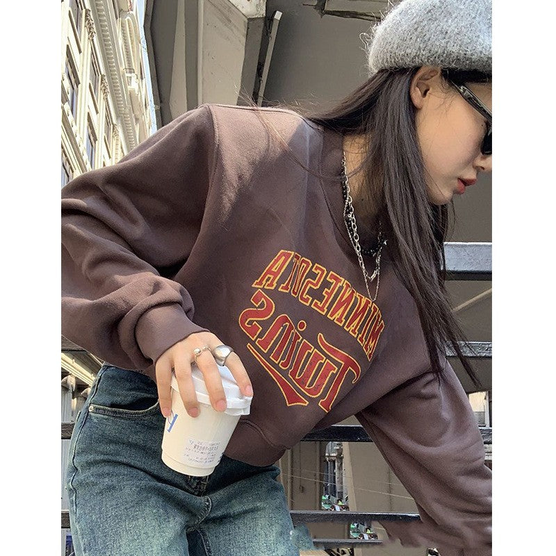 Waist-tied Short Sweater Women's Long-sleeved T-shirt Top