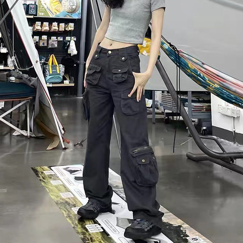 West Coast Spicy Girls Multi Pocket High Waist Military Wide Leg Pants