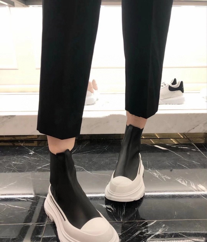 Alsidig læder high-top casual sko til kvinder